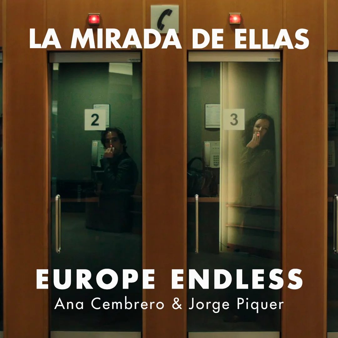 Post del feed "La Mirada de Ellas" del Instituto Cervantes con fotograma de la pieza "Europe Endless" de Ana Cembrero y Jorge Piquer y el logo Fiver.