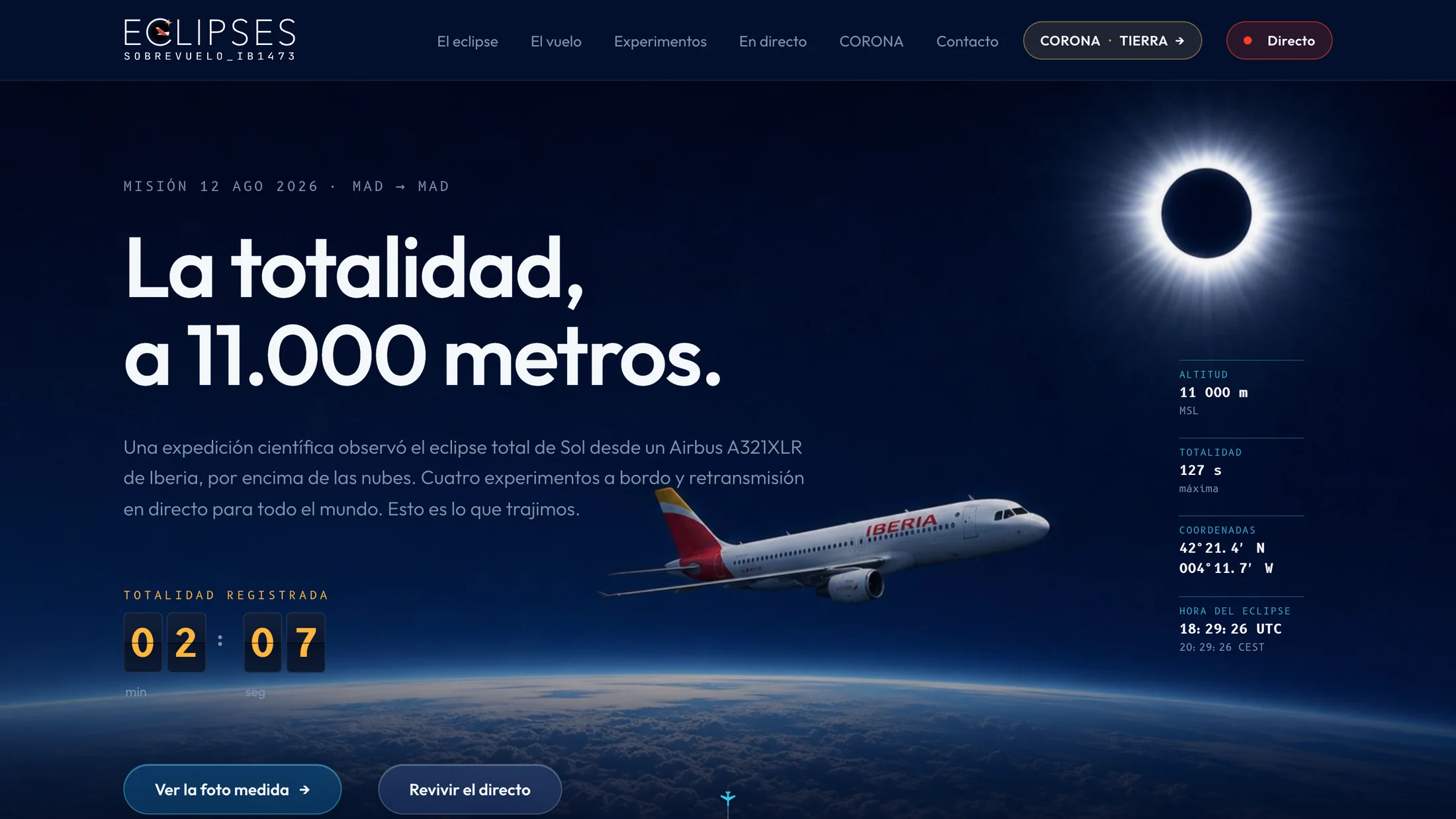 Portada de sobrevuelo.es: la totalidad a 11.000 metros